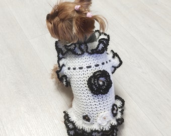 Chic ruffled white dog dress custom Coco princess dress dog   Handmade pet apparel for stylish pups