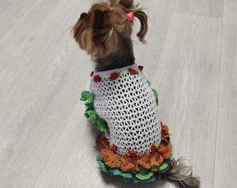 Organic dog summer sweater, Handmade dog sweater yorkies