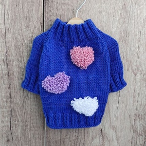 Blauer Hundepullover, Winter-Hundepullover klein, Yorkie & Chihuahua Kleidung Mädchen und Junge, Gestrickter Hundepullover
