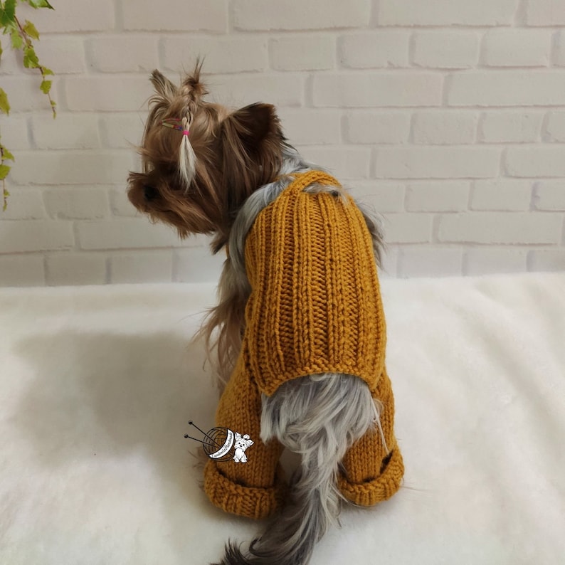 Dog Costume Yorkie Clothes Dog Coat Hand Knit Dog Sweater Etsy