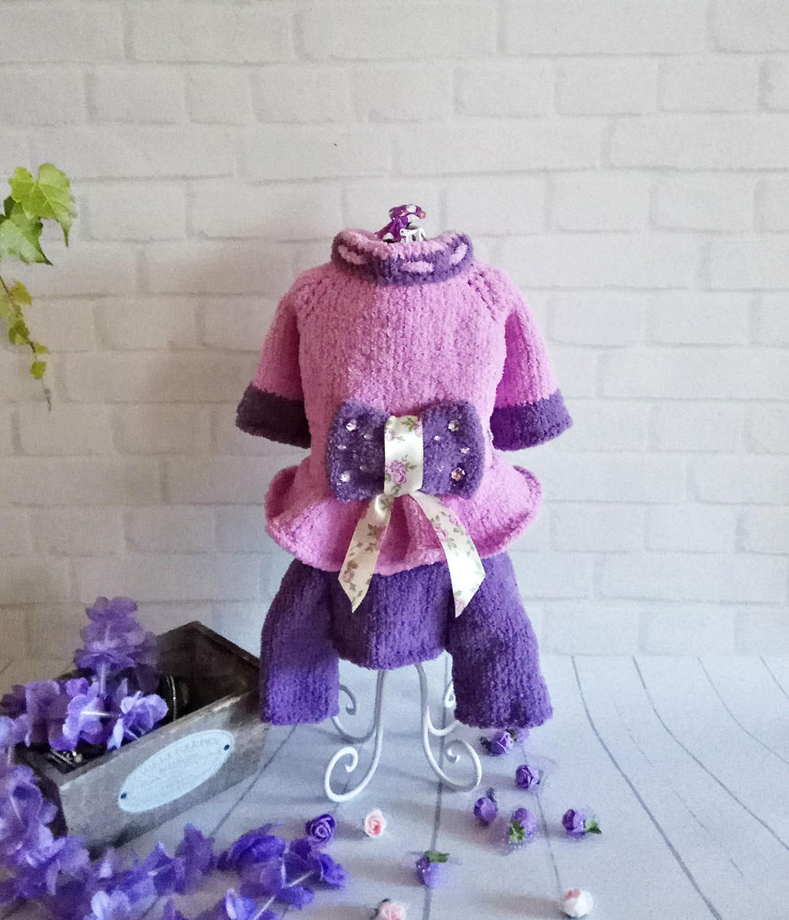 Dog costume dress for dog hand knitted dog dog clothes sweater Etsy