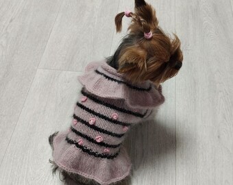 Striped frill dress dog | Small dog clothing | Pet fashion / Small dog clothes chihuahua & yorkie