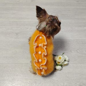 Fluffy dog sweater, Yellow dog sweater small,  Handmade dog Jackets