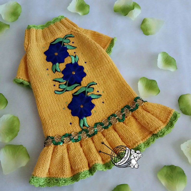 Small dog dress yorkie dog clothes knitted dog sweater puppy Etsy