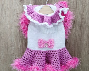 Small dog dress, Ruffle dog dress to order, Dog clothes girl