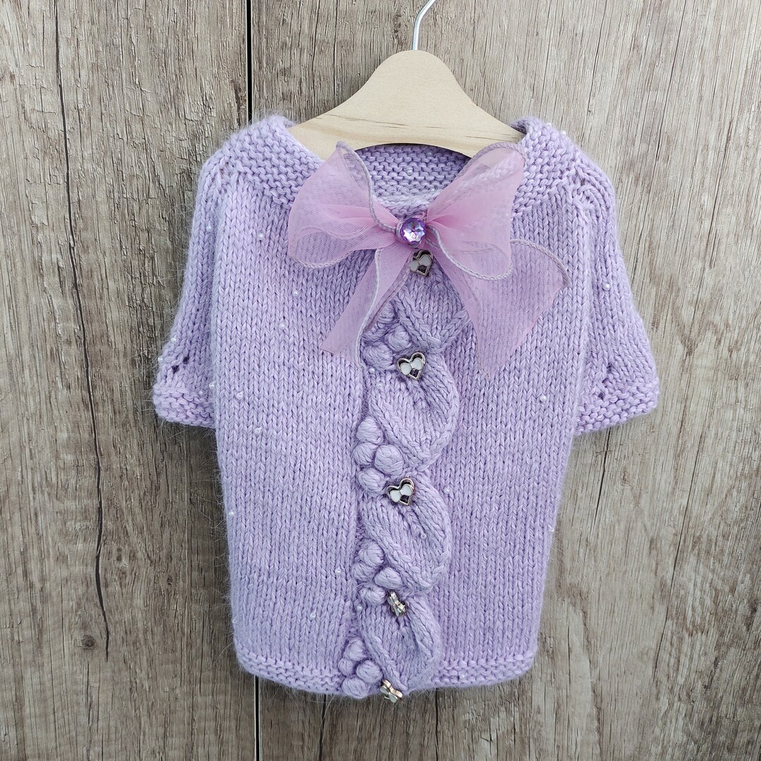 Purple Dog Sweater Knitted Pet Clothing Dog Sweater Small Etsy