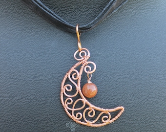 Crescent Moon Wire Wrapped Pendant
