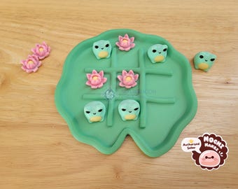 Tic Tac Toe Game: Pond with Frogs & Lilies, Custom Colors