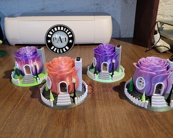 Enchanted Rose Fairy House Tea Light – 3D‑Printed Miniature Cottage