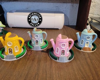 Whimsical Watering Can Cottage Tea Light – 3D‑Printed Pastel Miniature Home