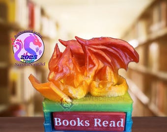 Whimsical Reading Dragon Books Read Counter Figurine