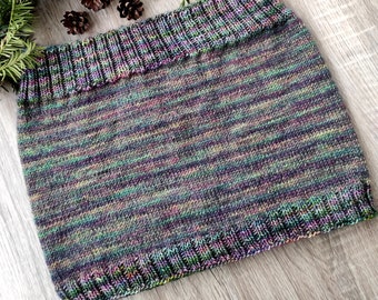 Purple Green Hand Knitted, Merino Wool, Belly Warmer, Kidney Warmer, Winter Belt, Haramaki, Stomach Warmer