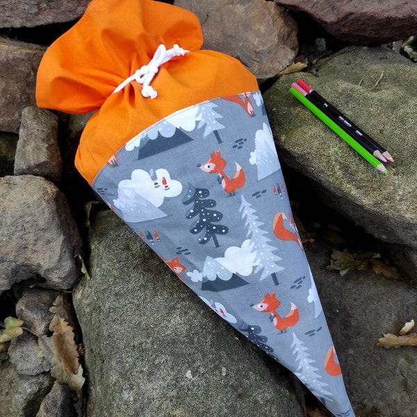 Fox, Mountain, Back to school schultüte zuckertüte kinder cone Animal Orange