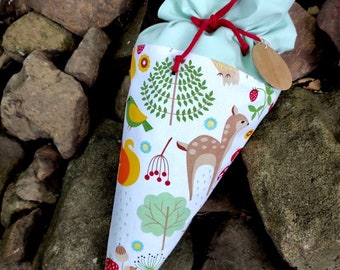 Forest fox Squirrel Schultute Beginning of school zuckertüte kinder cone gift cone in 3 different sizes