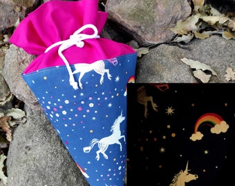 Glow in dark  Unicorn, Stars Schultute Beginning of school zuckertüte kinder cone gift cone in 2 different sizes