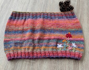 Multicolored Embroidered Haramaki, Hand Knitted Stomach Warmer, Kidney Warmer, Winter Belt, Waist Warmer, Belly warmer