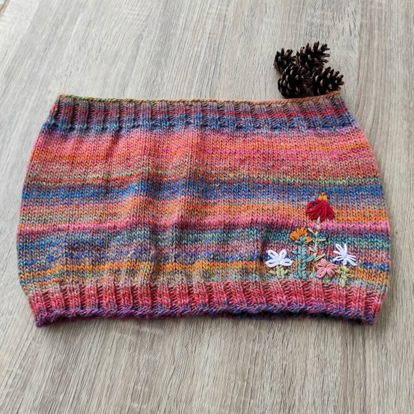 Multicolored Embroidered Haramaki, Hand Knitted Stomach Warmer, Kidney Warmer, Winter Belt, Waist Warmer, Belly warmer