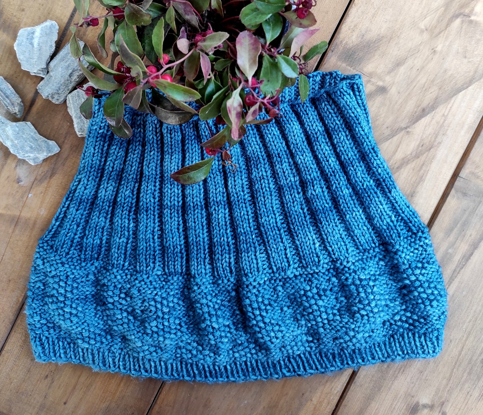 Blue Hand Knitted Belly Warmer Kidney Warmer Winter Belt Etsy