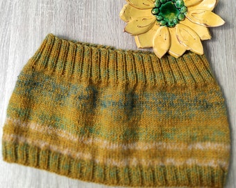 Cheerful, Yellow and Green Hand Knitted Belly Warmer, Kidney Warmer, Winter Belt, Haramaki, Stomach Warmer