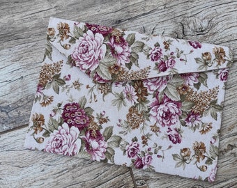 Rustic Flower Rose Textile Envelope A4 File Pocket Fabric Document Bag Office