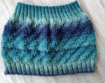 Blue Beach Hand Knitted, Wool, Belly Warmer, Kidney Warmer, Winter Belt, Haramaki, Stomach Warmer