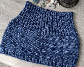 Denim Merino Wool Hand Knitted Belly Warmer, Kidney Warmer, Winter Belt, Haramaki, Stomach Warmer