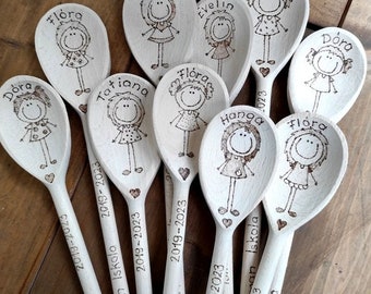 Personalised Wooden spoons hand engraved burning wood (Surprise your friend)