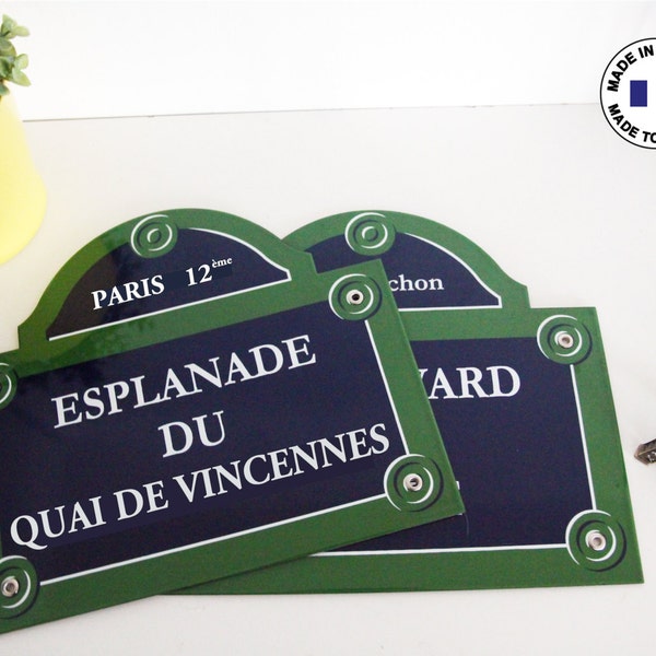 Plaque de rue parisienne émaillée 15x13cm * personnalisée * / Authentique plaque émaillée ville de Paris / Cadeau, decoration pour la maison