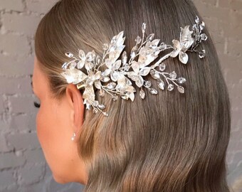 Zian Bridal Hair Comb in Silver, Gold or Rose Gold