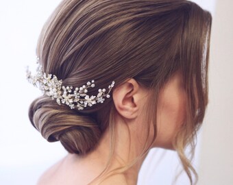 Berta - Bridal Comb - Best Seller - Pearls of Vine Bridal Combs,Rose Gold Pearl Hair Comb, Silver Pearl Bridal Hair Comb