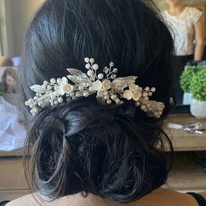 Norda Spun Leaf Delicate Bridal Comb, Floral Wedding Comb, Bridal Hair Comb, Wedding Hair Accessory, Pearl Comb, Bridal Headpiece
