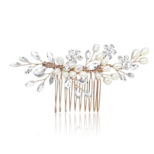Amor - Best Seller Flower Detail Bridal Hair Comb, Bridal Comb, Pearl Bridal Hair Comb, Ivory Silver Comb