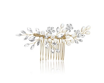 Amor - Best-seller - Peigne de mariée avec fleurs, Peigne de mariée, Peigne de mariée en perles ivoire, Peigne en argent ivoire