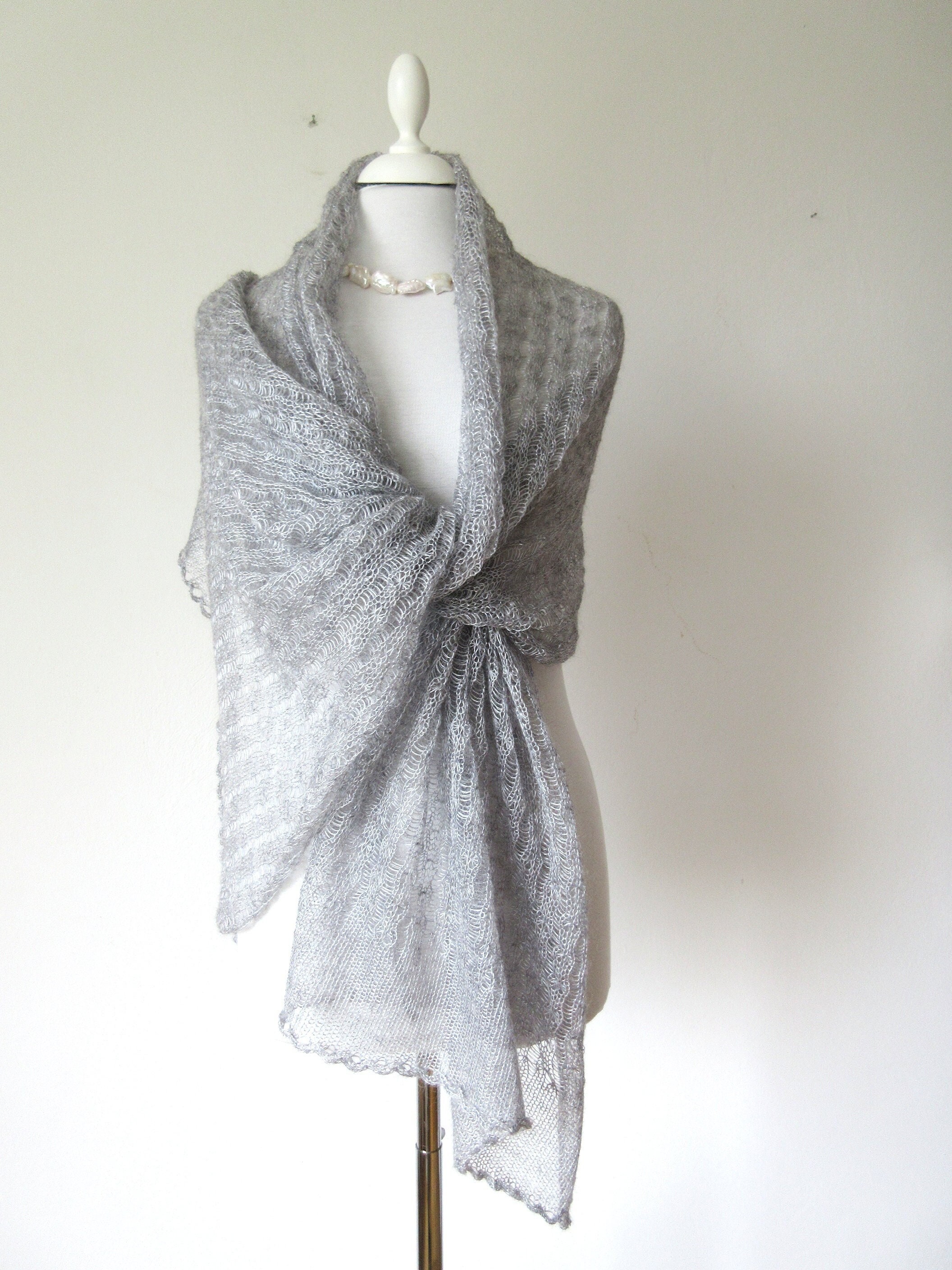 Festive Stole Silver-grey, Elegant Women's Scarf, Mother of