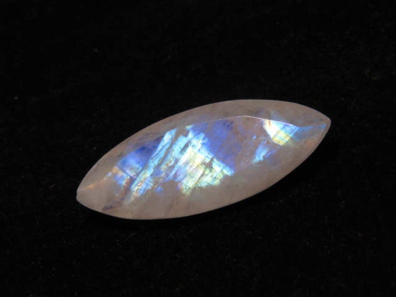 Marquise Shape Cut Stone Size weight 7.90 crt Rainbow Moonstone Good Quality 9x24 mm Faceted Both Side