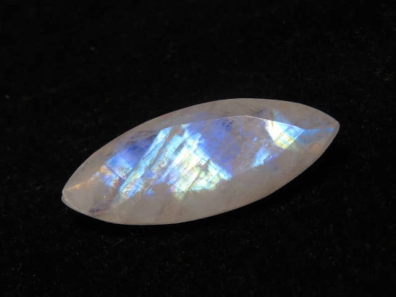 Marquise Shape Cut Stone Size weight 7.90 crt Rainbow Moonstone Good Quality 9x24 mm Faceted Both Side