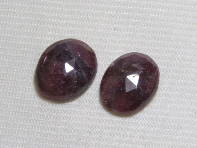 Size 12x15 mm Fine Cut Rose Cut Slices Pair Weight 20.95 crt Sapphire Natural Red Color