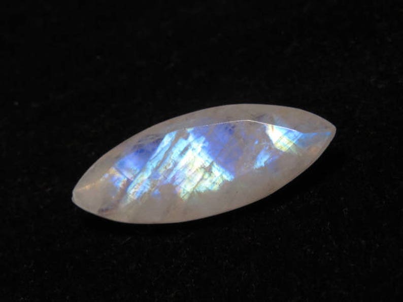Marquise Shape Cut Stone Size weight 7.90 crt Rainbow Moonstone Good Quality 9x24 mm Faceted Both Side