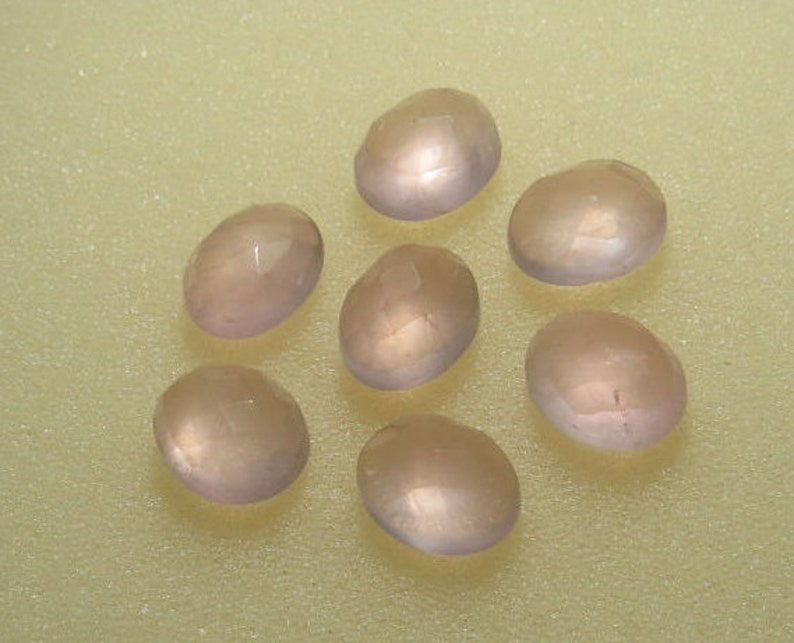 7pcs weight 28.90 crt Rose Quartz Checker Cut Oval Shape Cabochon size 9x11 mm