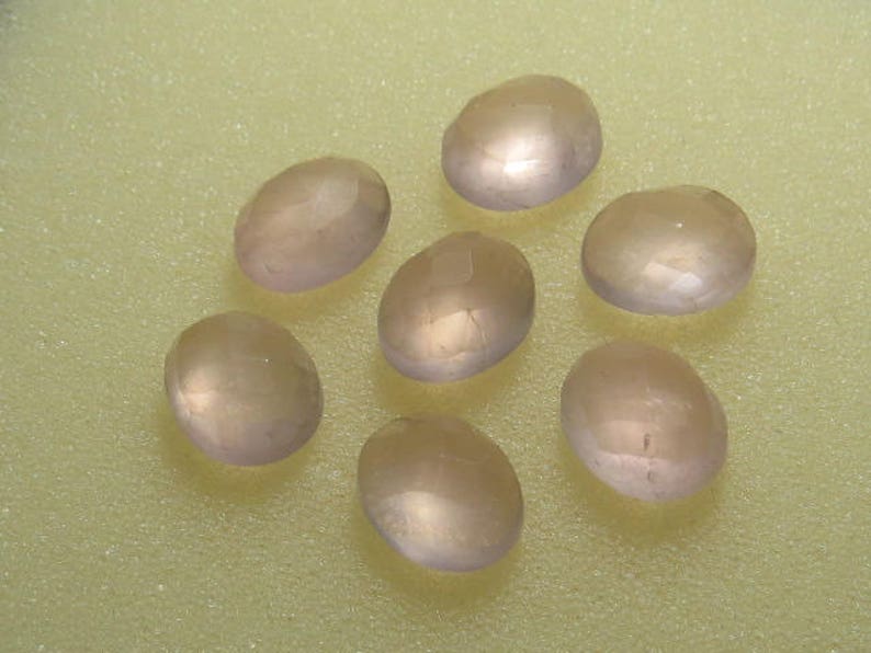7pcs weight 28.90 crt Rose Quartz Checker Cut Oval Shape Cabochon size 9x11 mm