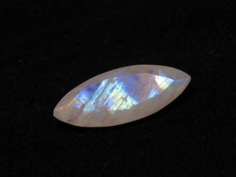 Marquise Shape Cut Stone Size weight 7.90 crt Rainbow Moonstone Good Quality 9x24 mm Faceted Both Side