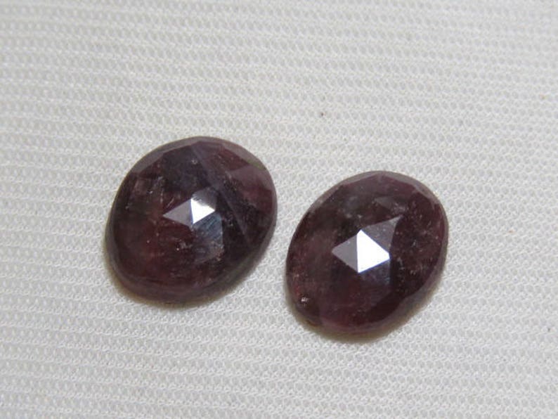 Size 12x15 mm Fine Cut Rose Cut Slices Pair Weight 20.95 crt Sapphire Natural Red Color