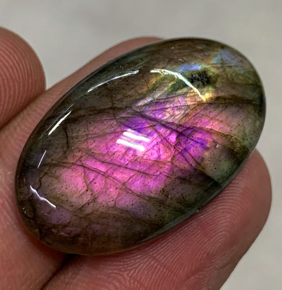 ラブラドライト - 天然良質パープルフラッシュファイア - カボション