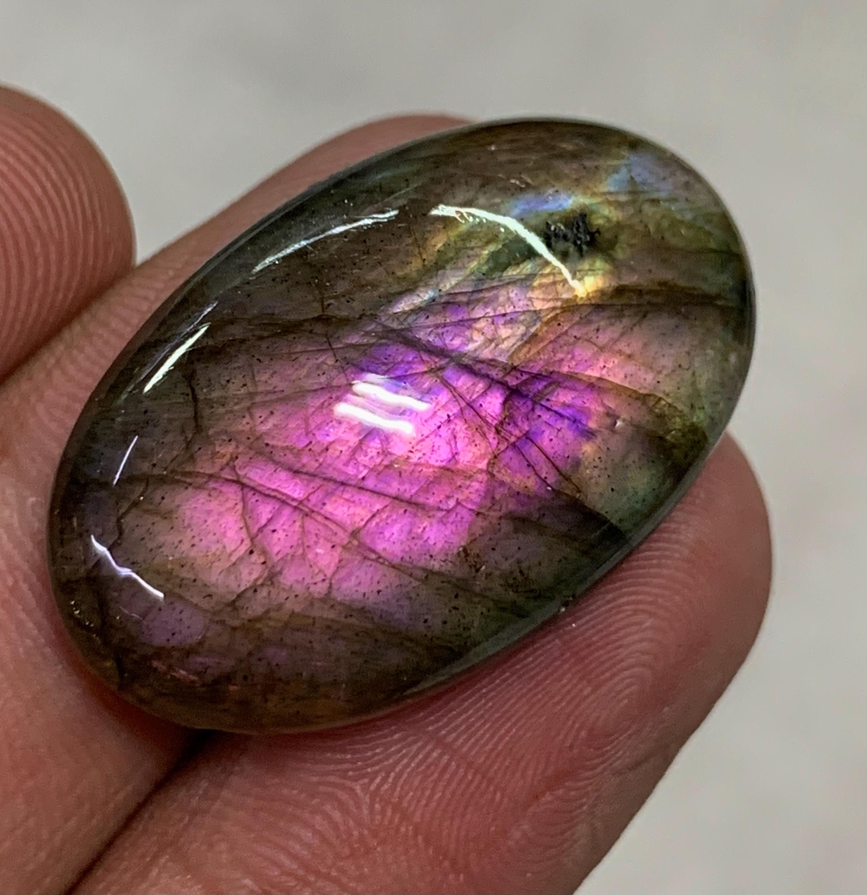 ラブラドライト - 天然良質パープルフラッシュファイア - カボション