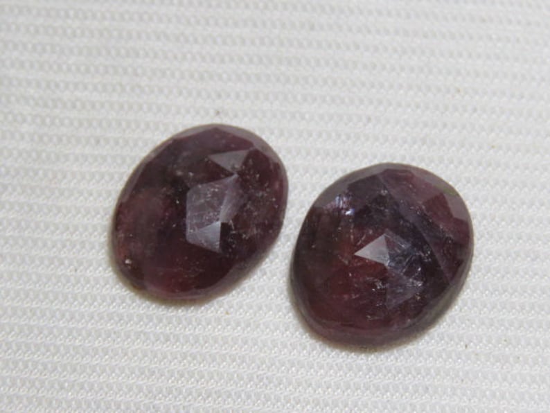 Size 12x15 mm Fine Cut Rose Cut Slices Pair Weight 20.95 crt Sapphire Natural Red Color