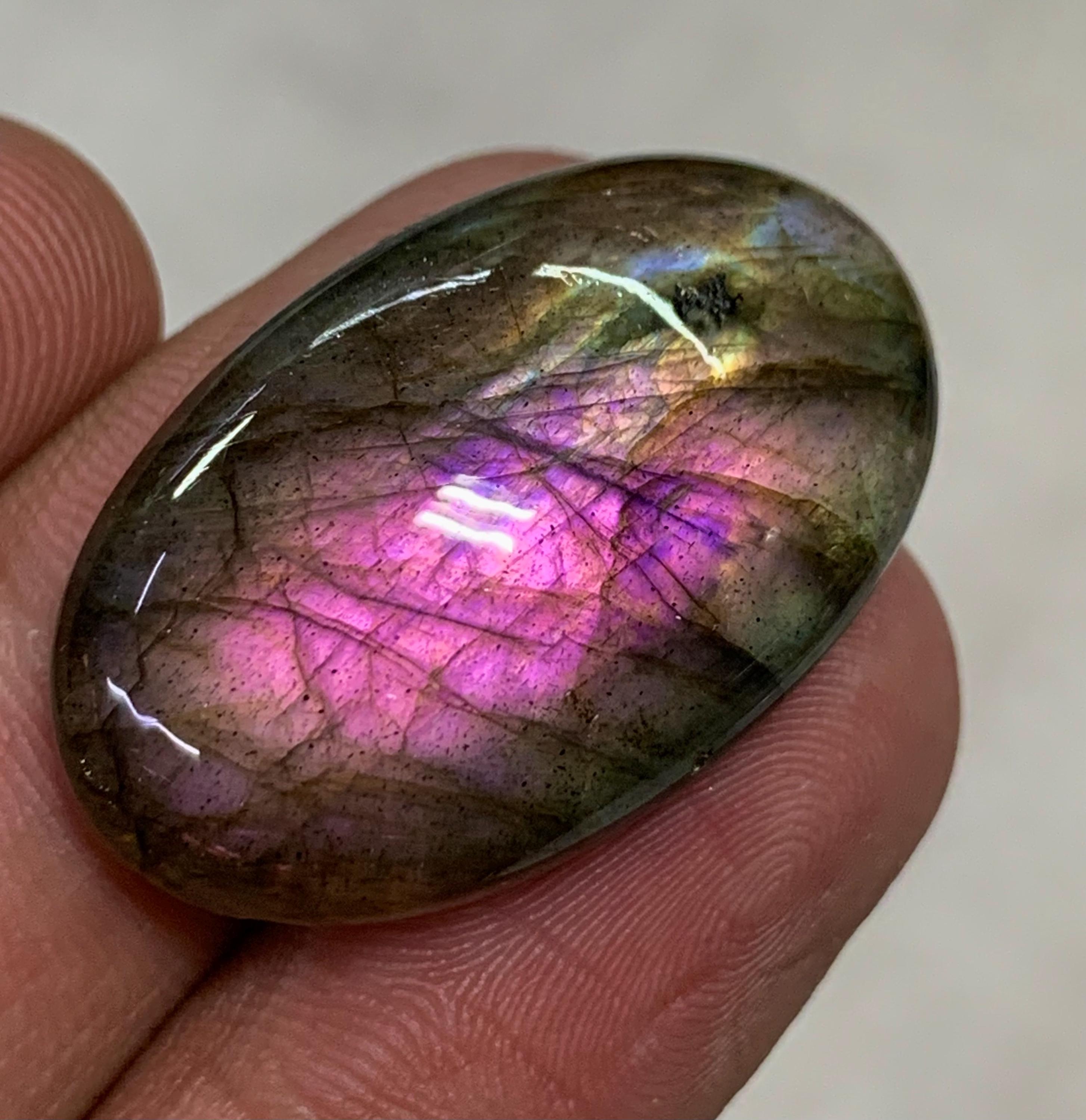 ラブラドライト - 天然良質パープルフラッシュファイア - カボション