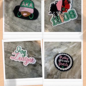 Patches - High Fashion Sorority Iron On Embroidered Patches Handmade 3 to 4 inches , AKA, Pink and Green
