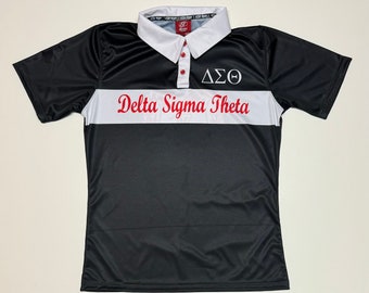 Delta Sigma Theta Ladies Polo, Black Polo, DST Shirt, Gift,