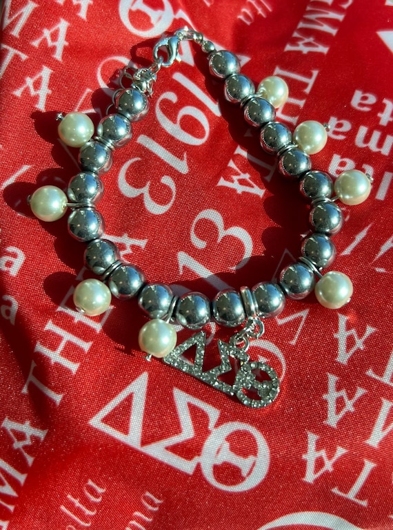 Sliver Beaded Delta Sigma Theta