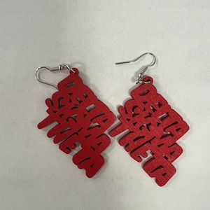 Delta Sigma Theta Sorority Earrings, Greek Letter Earrings, DST 1913, Crossing Gift, Delta Sigma Theta Wood Earrings, DST Red Wood Earrings